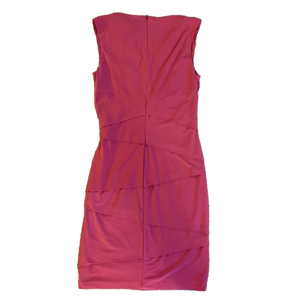 White House Black Market Dress Size 10 Hot Pink instantly slimming knee length - Picture 2 of 6